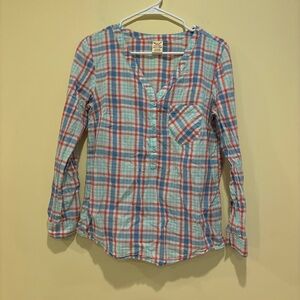 Faded Glory Red & Blue Plaid Long Sleeve Shirt – Size Small